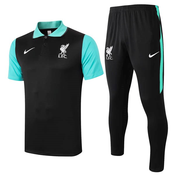 Polo Liverpool Conjunto Completo 2020 2021 Negro Verde